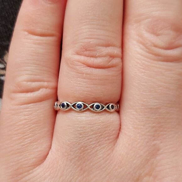925 Sterling Silver Blue Eye Ring - Picture 3 of 8